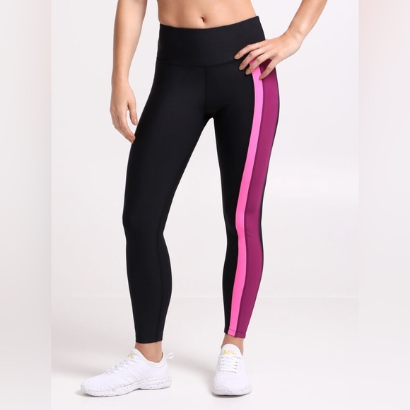 Soul by SoulCycle Cross Color Podium Leggings High Rise Waist Black Pink - Picture 1 of 12